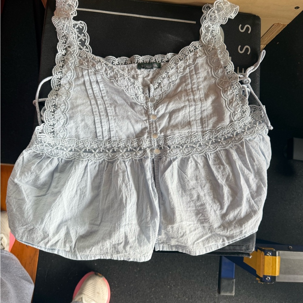 Wild Fable Light blue Lace Detail Top